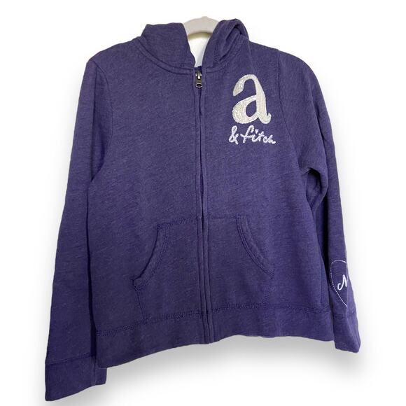 abercrombie kids Girls Hoodie Sz 11 12 Purple Sequined Full Front Zip Sweatshirt - Picture 2 of 8